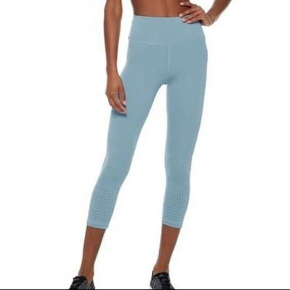 Iris & Ink Blue Revolve Tapestry Pantaloni High Waist Workout Yoga Activewear - Picture 6 of 8